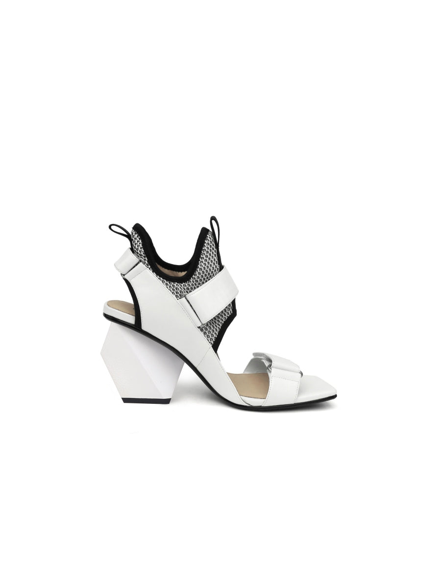 JadyRose | Space Warrior Cream Geometry Heel Sandal