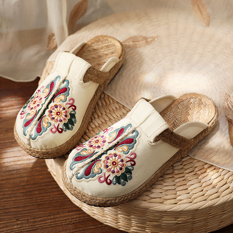 Cactus Rose | Abstract Embroidered Mules Slides Clogs