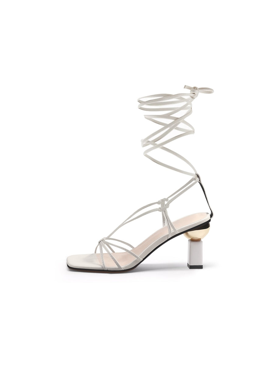 JadyRose | BECKAS Knots Strap Leather Black Sandal