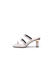 JadyRose | Isora Triple Bow Strap Heel Pump - Cream