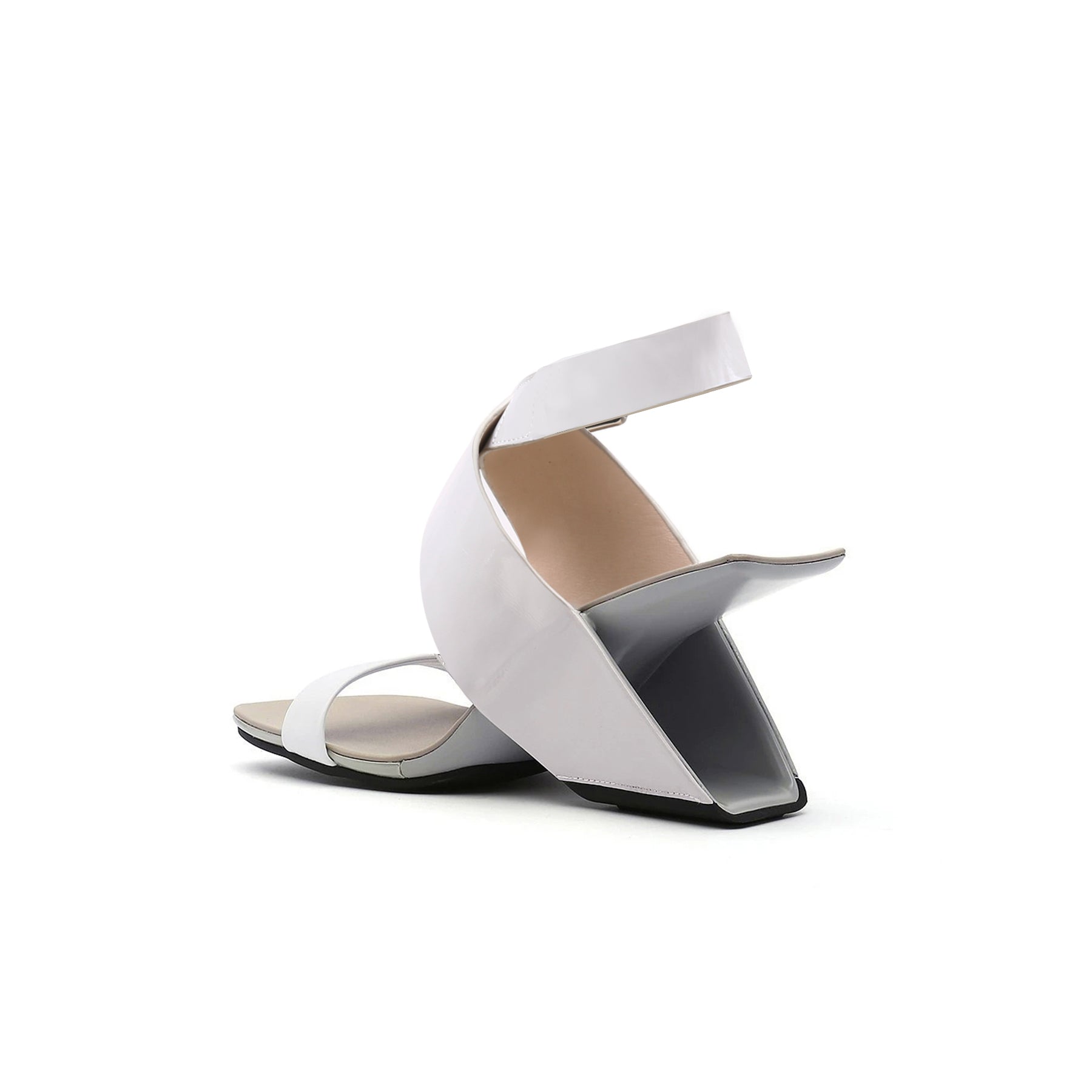 JadyRose | Twist Strap Open-Heel Leather Slide Sandal - Cream