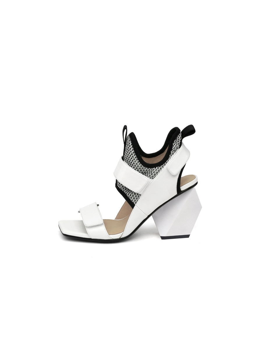 JadyRose | Space Warrior Cream Geometry Heel Sandal