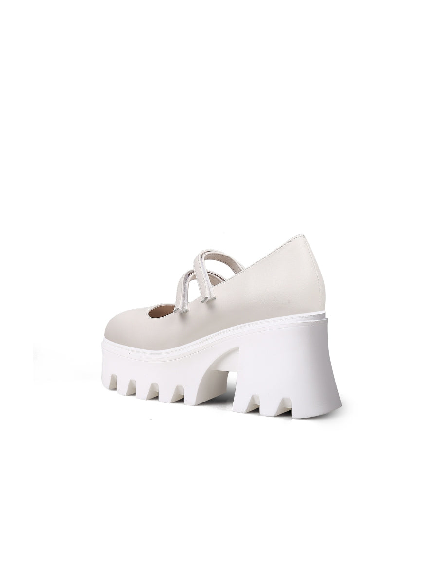 JadyRose | FILO Chunky Heel Ivory Leather Mary Jane