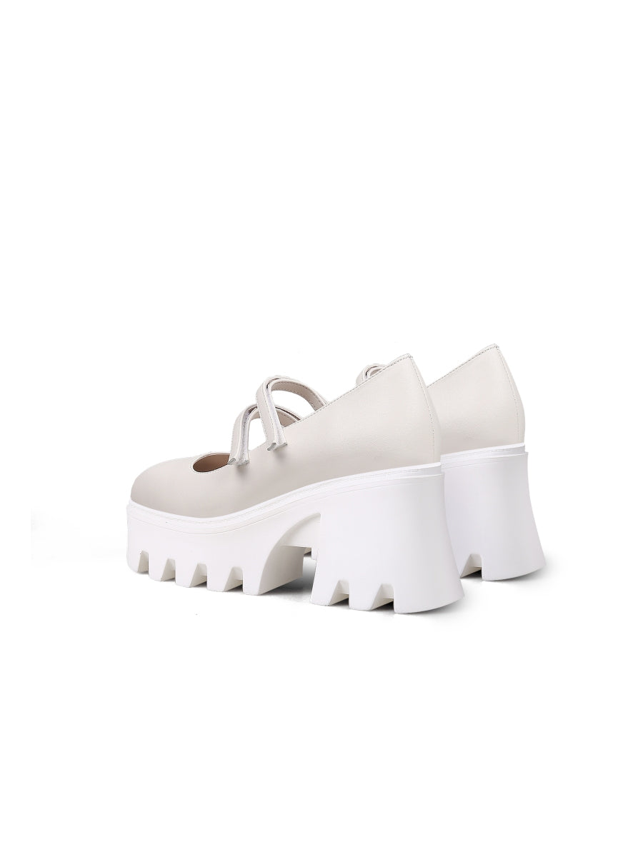 JadyRose | FILO Chunky Heel Ivory Leather Mary Jane