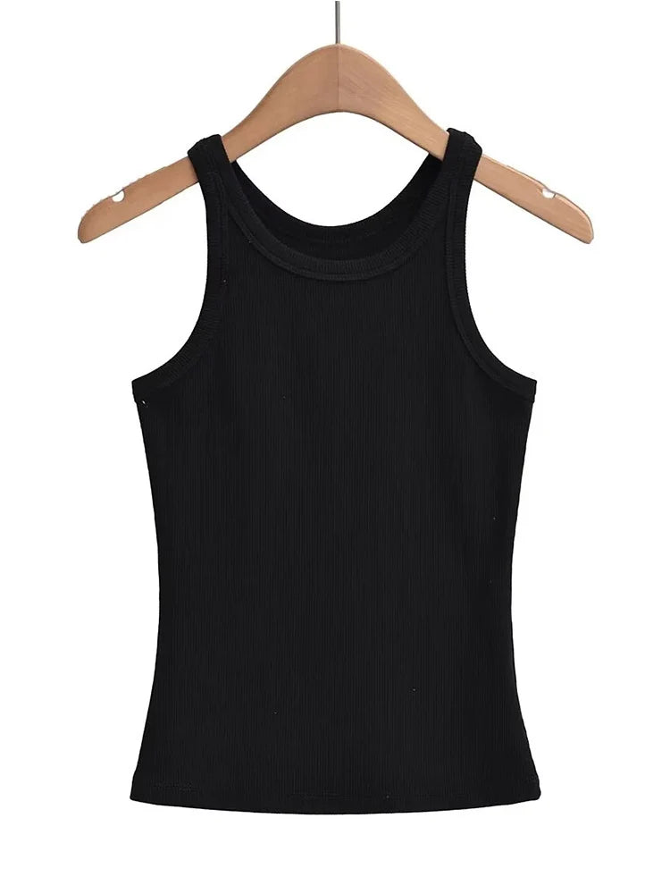 Crewneck Long Vests 2024 Summer New Fashion Sexy Women’s Crop Tops Sling Vest Camis