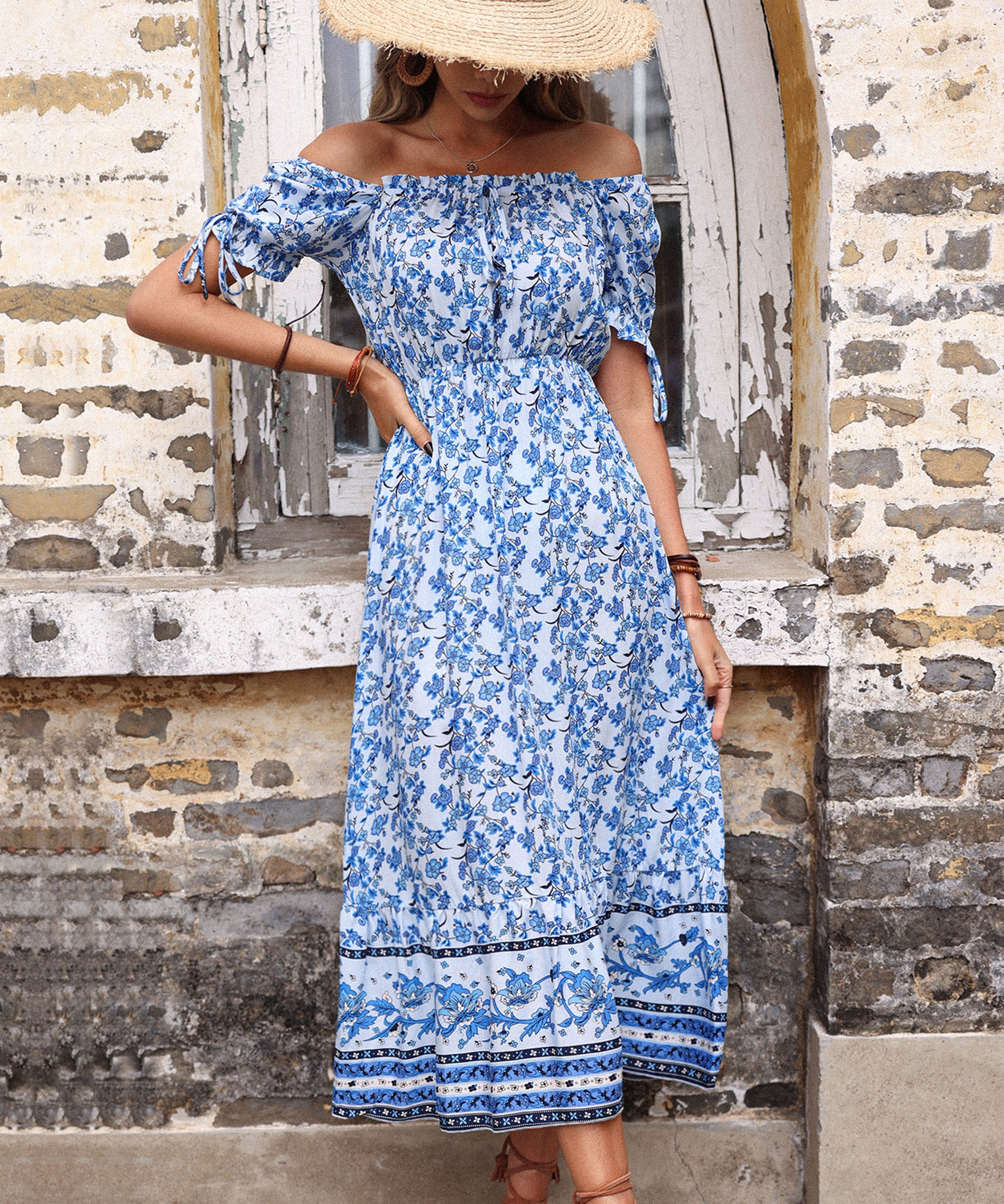 GENALO MAXI DRESS - PORCELAIN PRINT