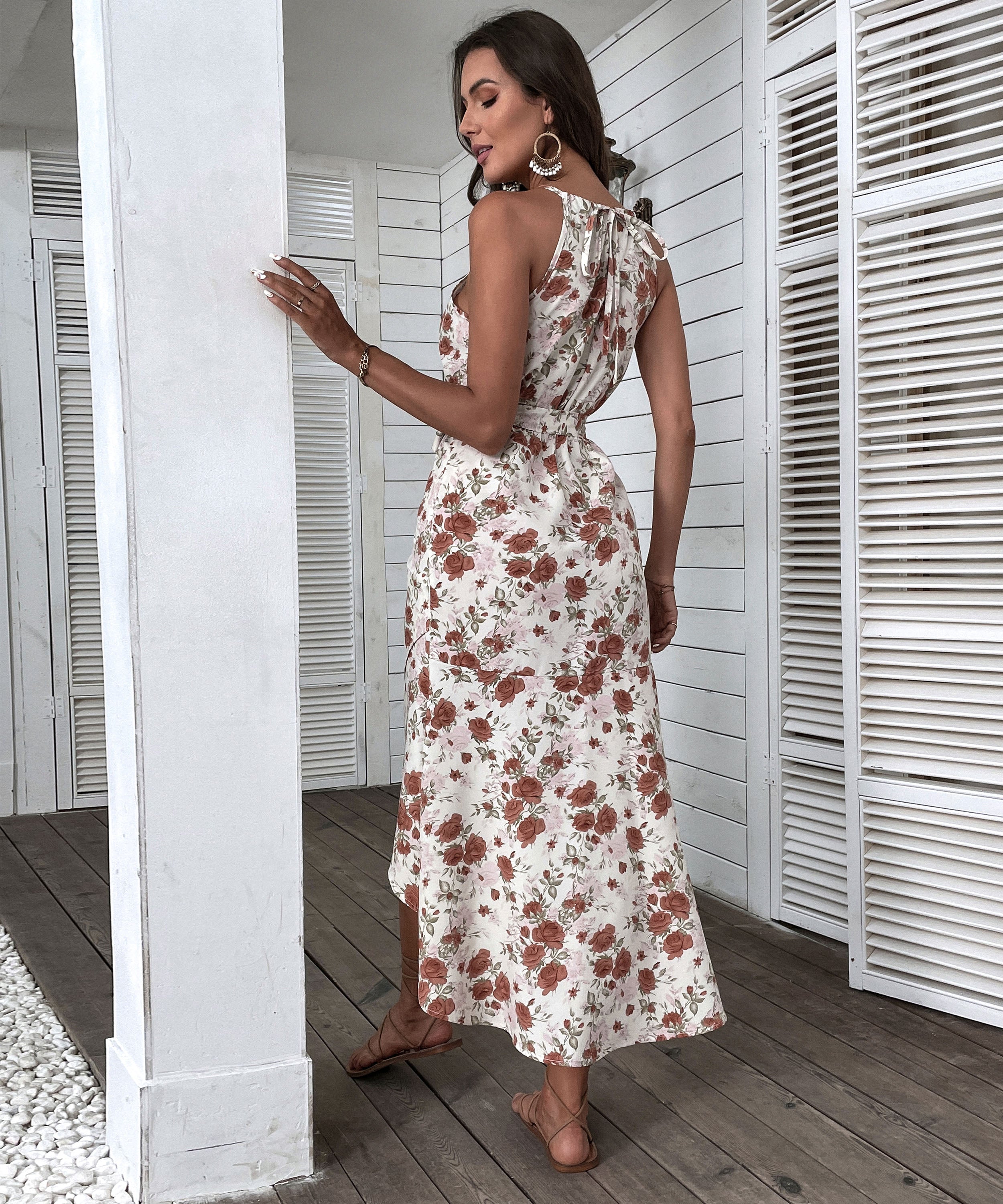 BONAFIQUE FLORAL DRESS - BEIGE