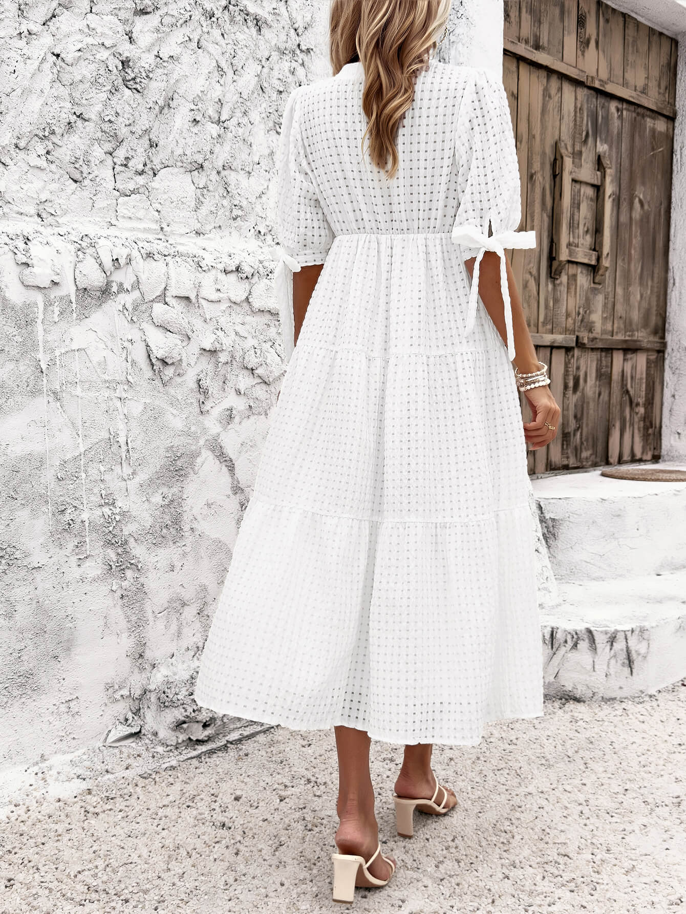 Vivien Eyelet Tiered Midi Dress