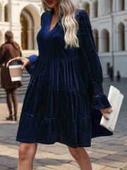 Kandi Velvet Tiered Mini Dress - Navy