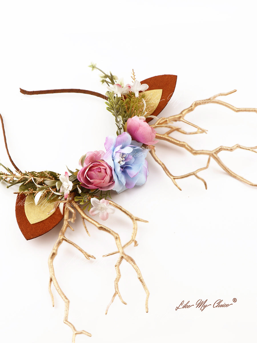 Flower Beauty and the Beast Christmas Reindeer Headband | LikeMyChoice®