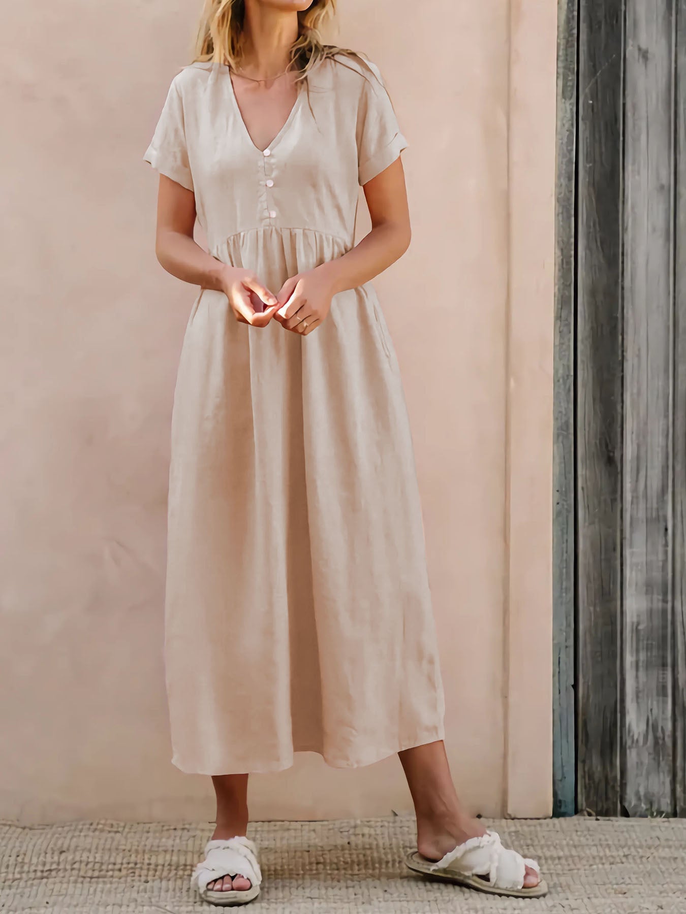 Sand And Sea Linen Midi Dress