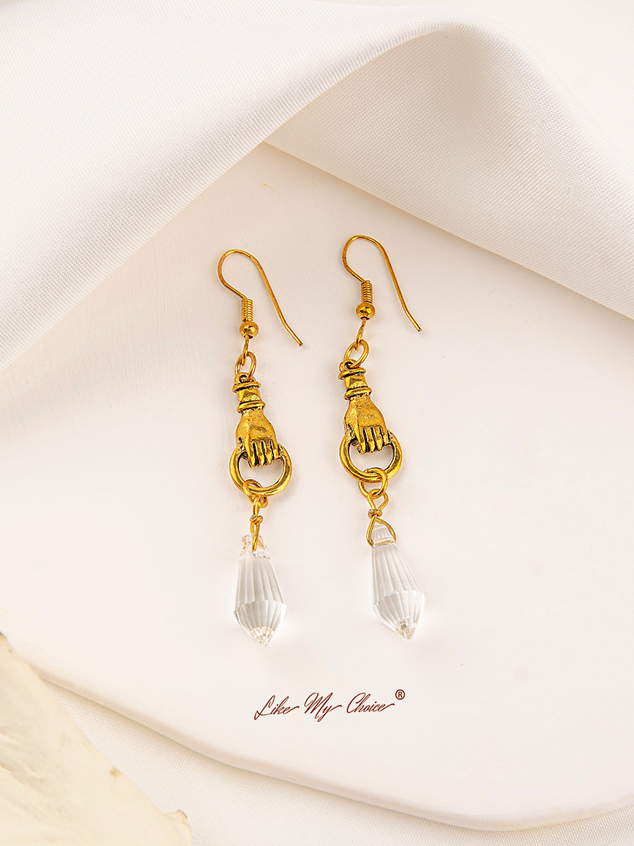 Natural White Quartz Drop Earrings