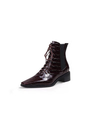 JadyRose | Croc-Embossed Lace-Up Purple Chelsea Boot