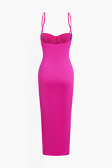 Dazze Solid Pink Slip Maxi Dress