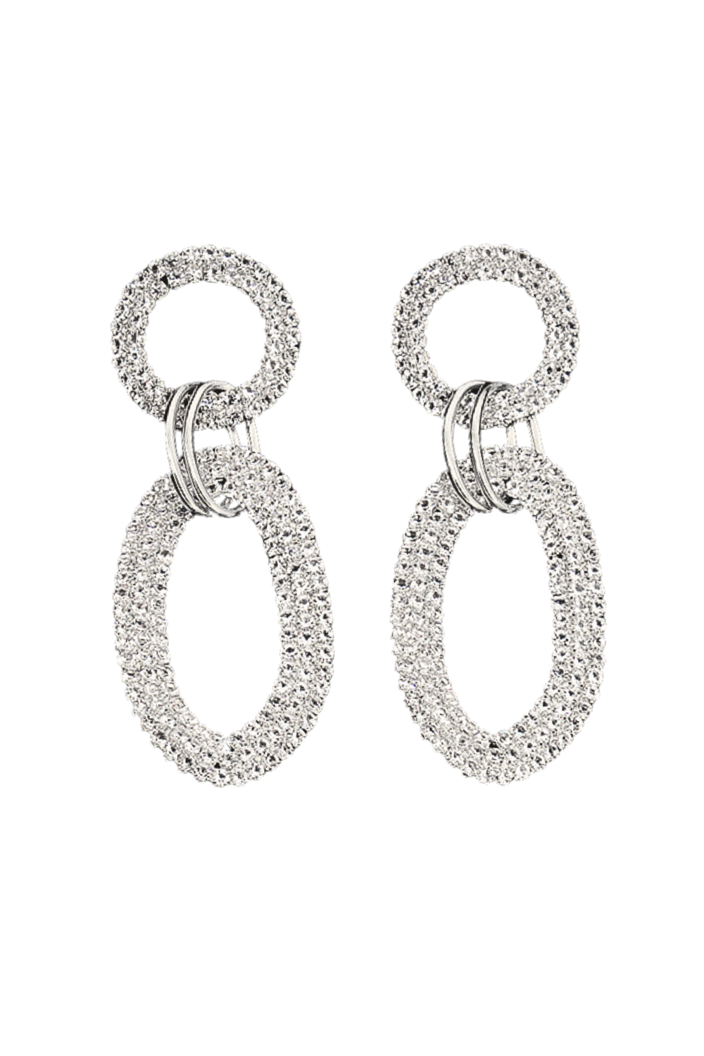 Rhinestone Double Hoop Drop Earrings