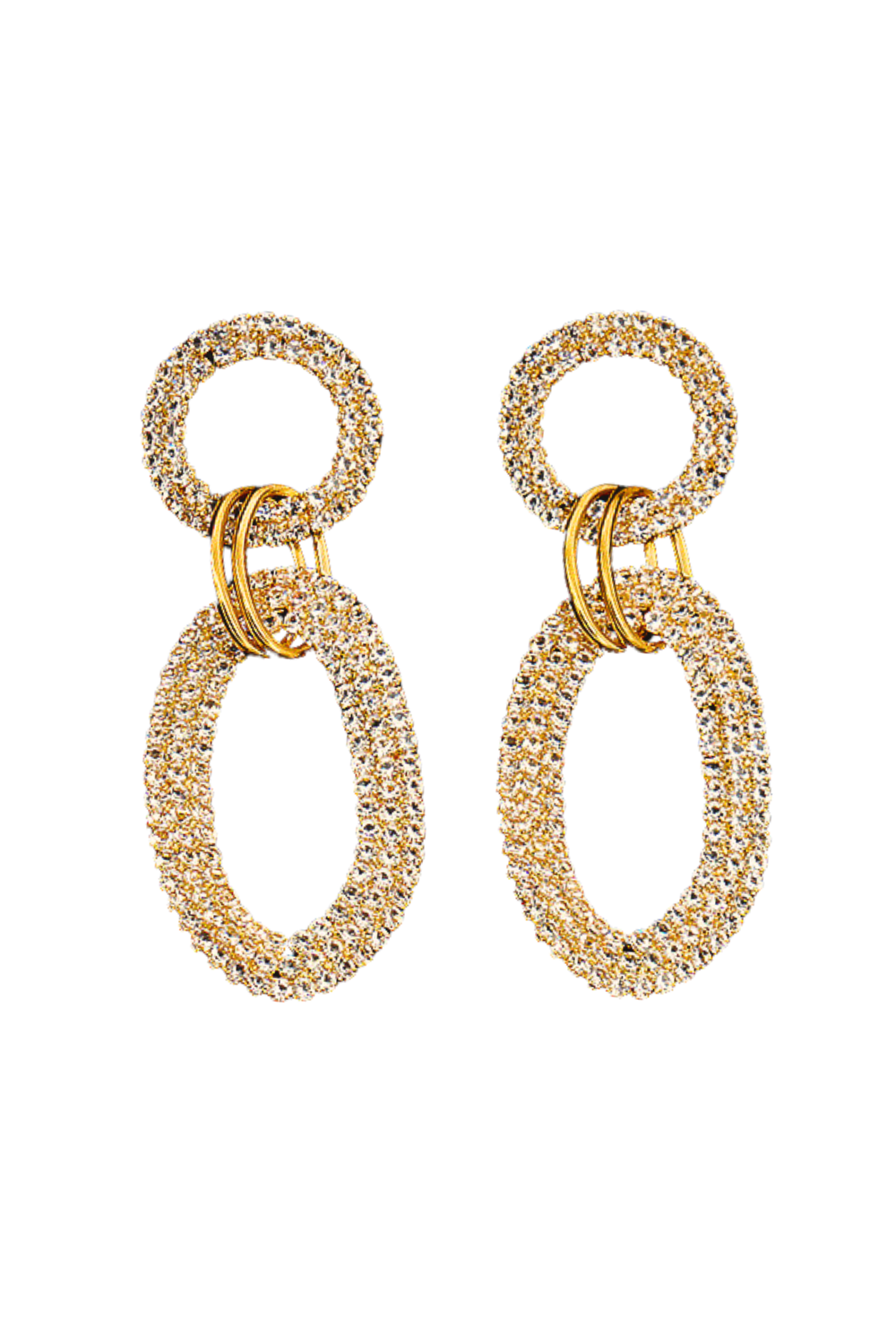 Rhinestone Double Hoop Drop Earrings