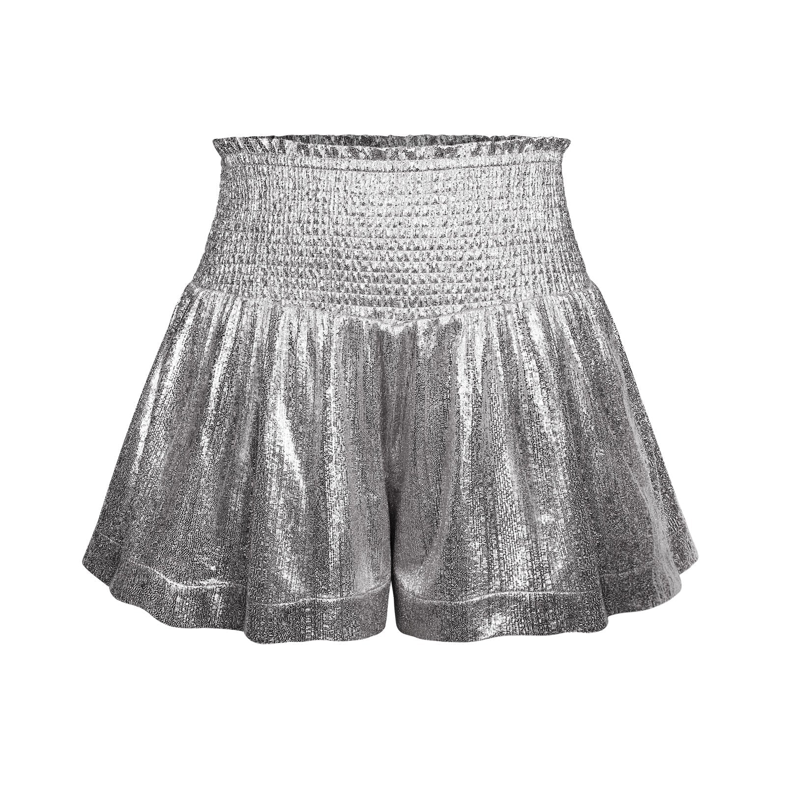 CHOOSE TO SPARKLE METALLIC SHORTS - SILVER