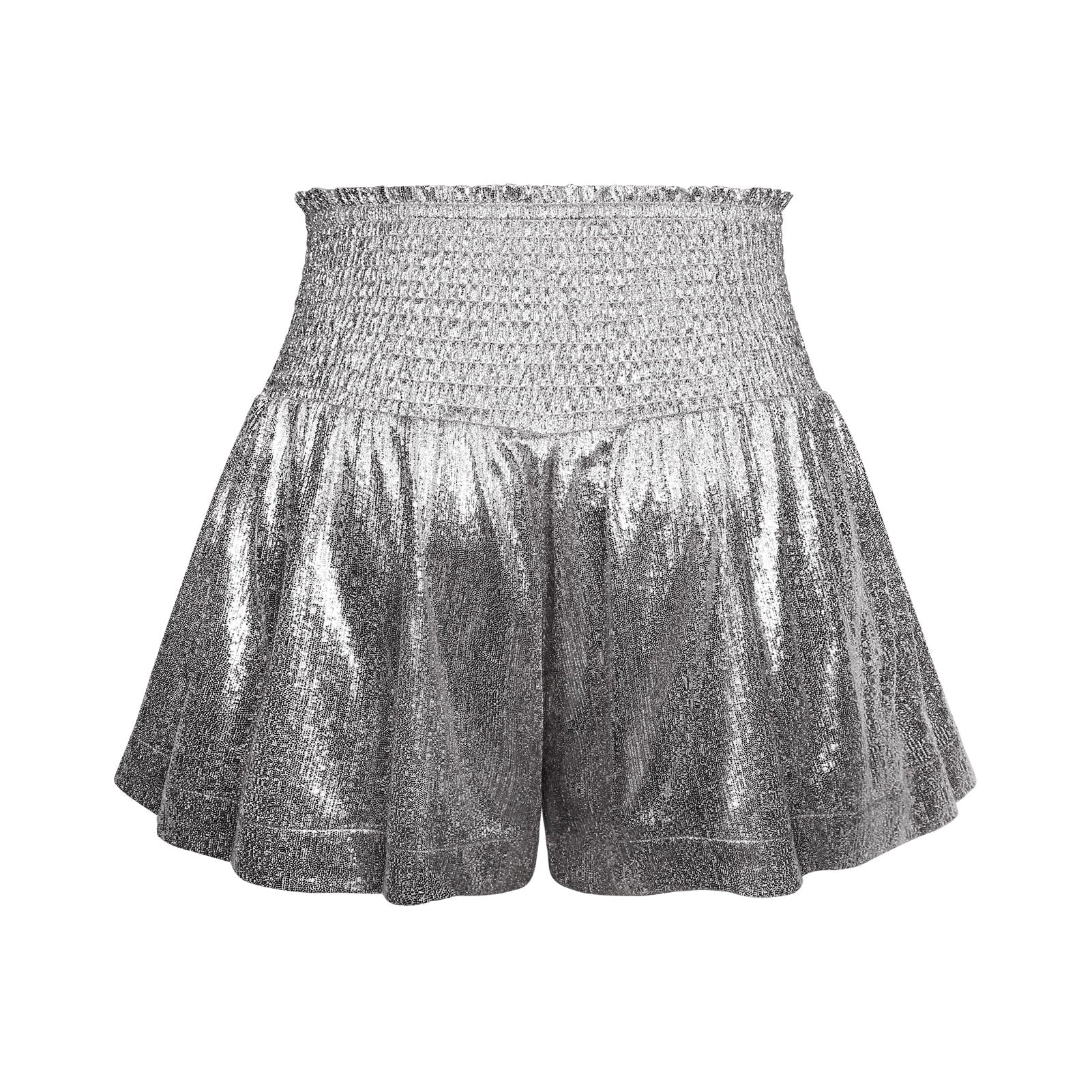 CHOOSE TO SPARKLE METALLIC SHORTS - SILVER