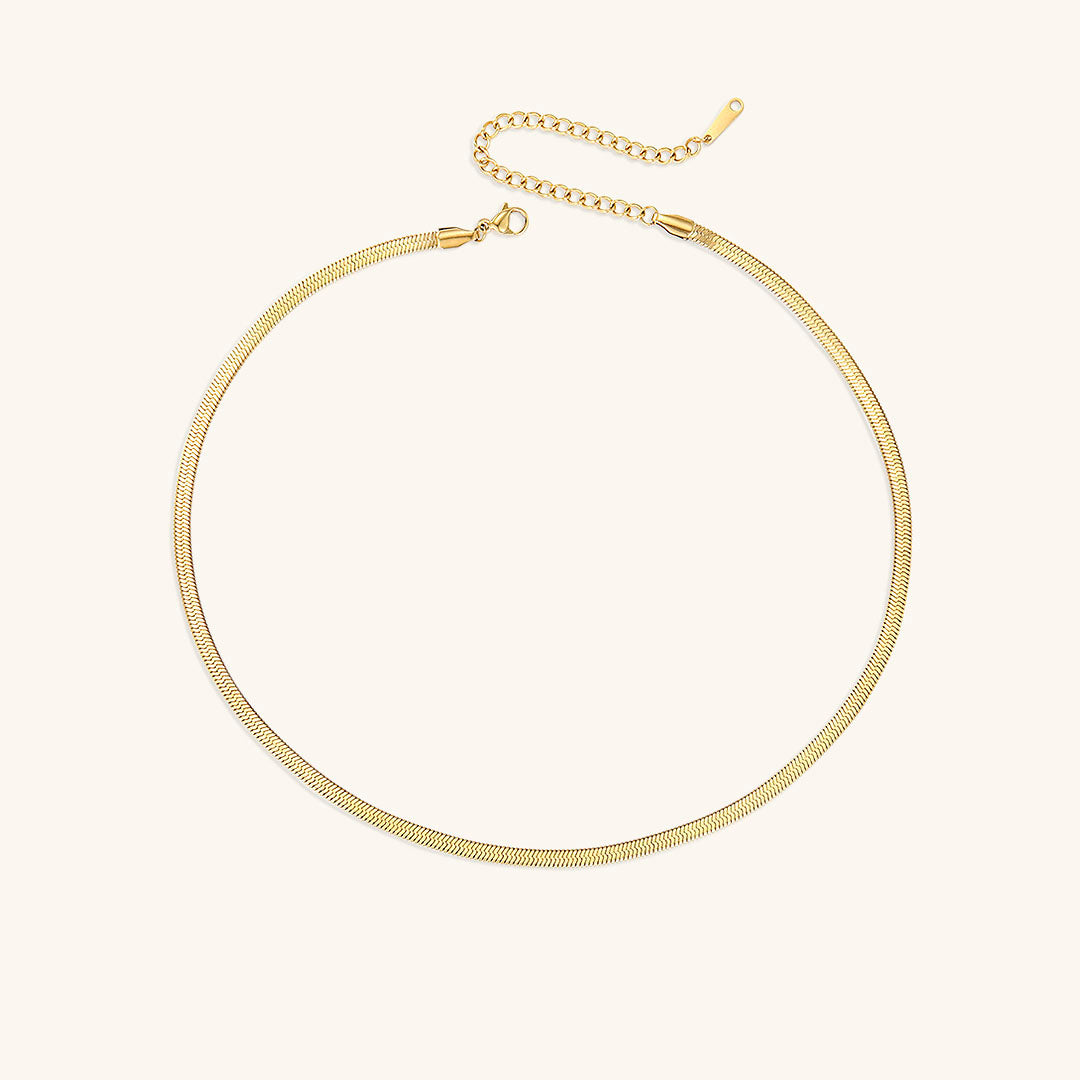 Sleek Grace - Gold Herringbone Necklace