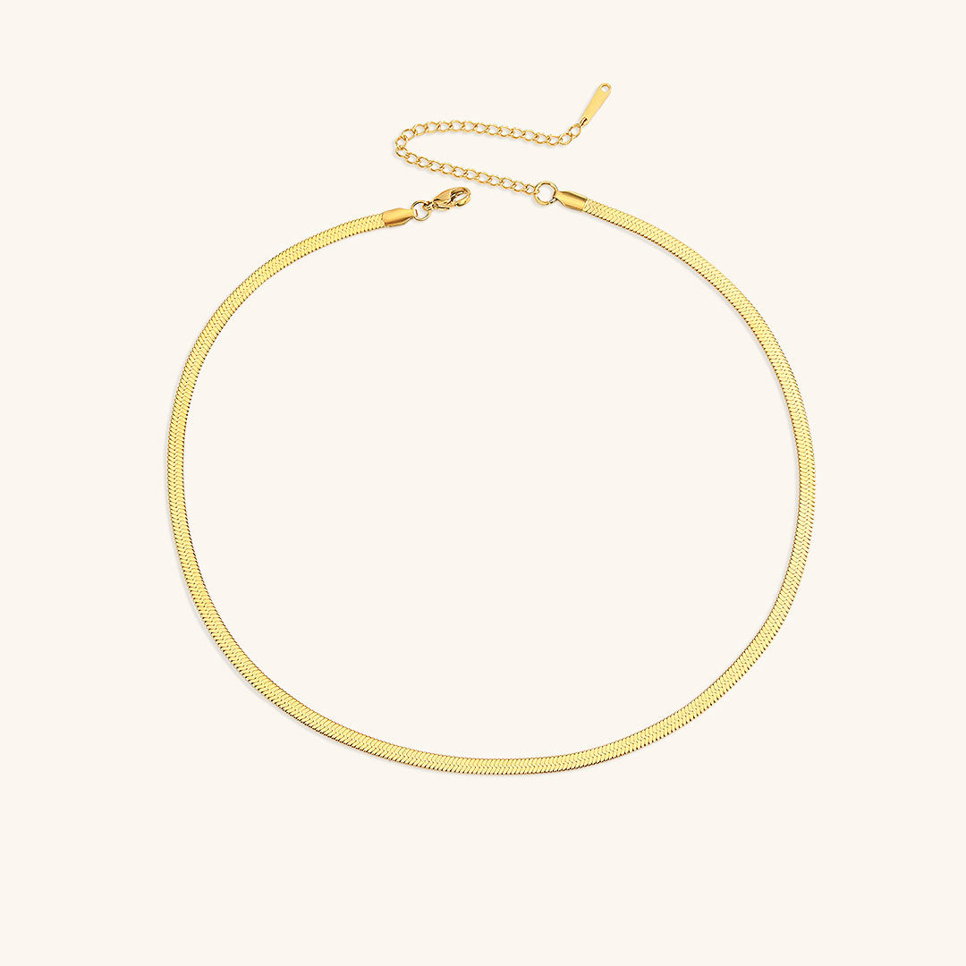 Sleek Grace - Gold Herringbone Necklace