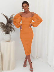 Windham Bridal Midi Dress - Orange