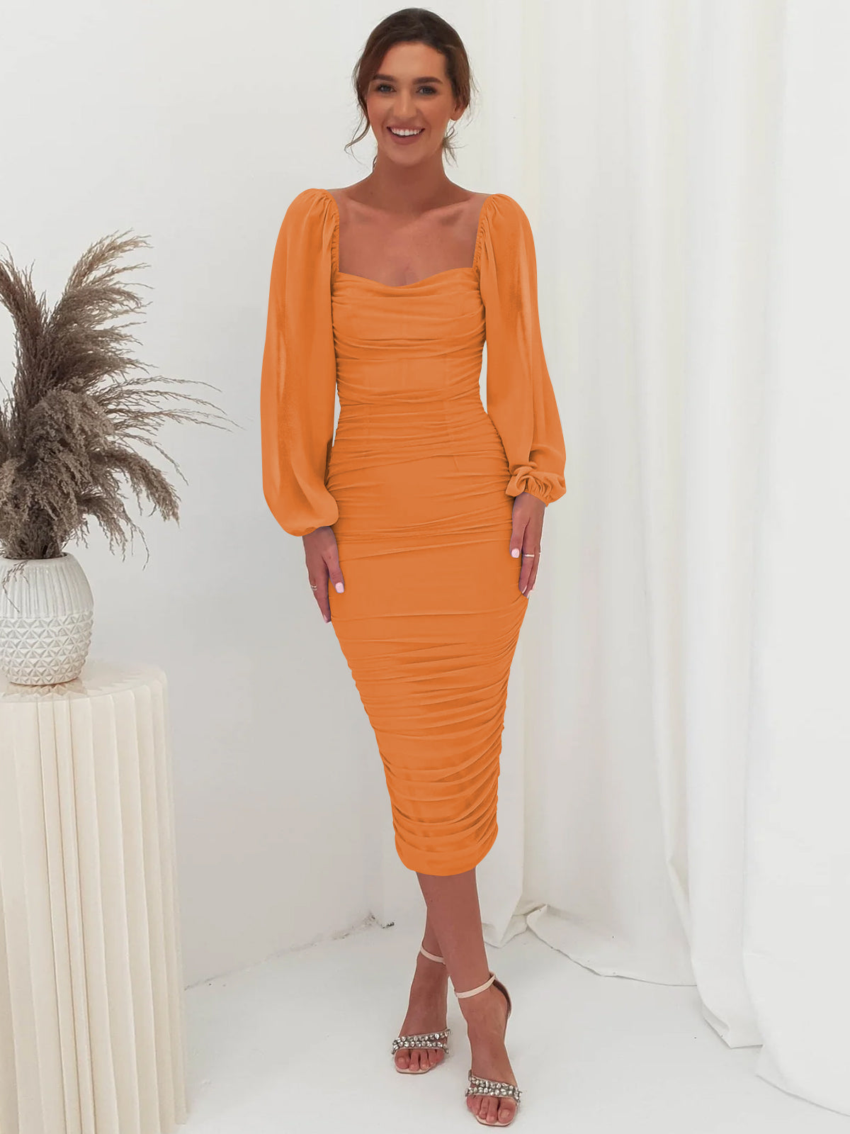 Windham Bridal Midi Dress - Orange