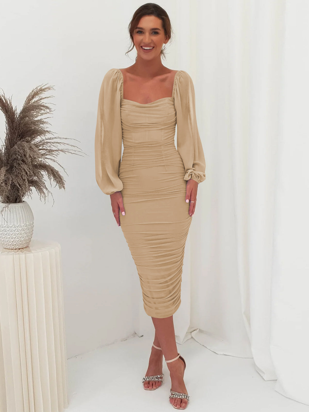 Windham Bridal Midi Dress - Taupe