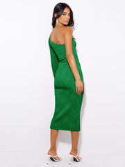 Tonika Cut-Out One Shoulder Plisse Midi Dress