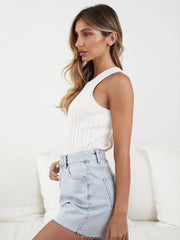 TALIA THREAD KNIT TANK - WHITE