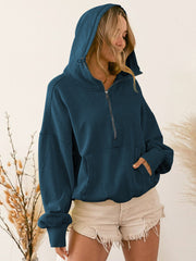 Fern Pocketed Hoodie Lightweight Jacket - Aegean