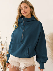 Fern Pocketed Hoodie Lightweight Jacket - Aegean