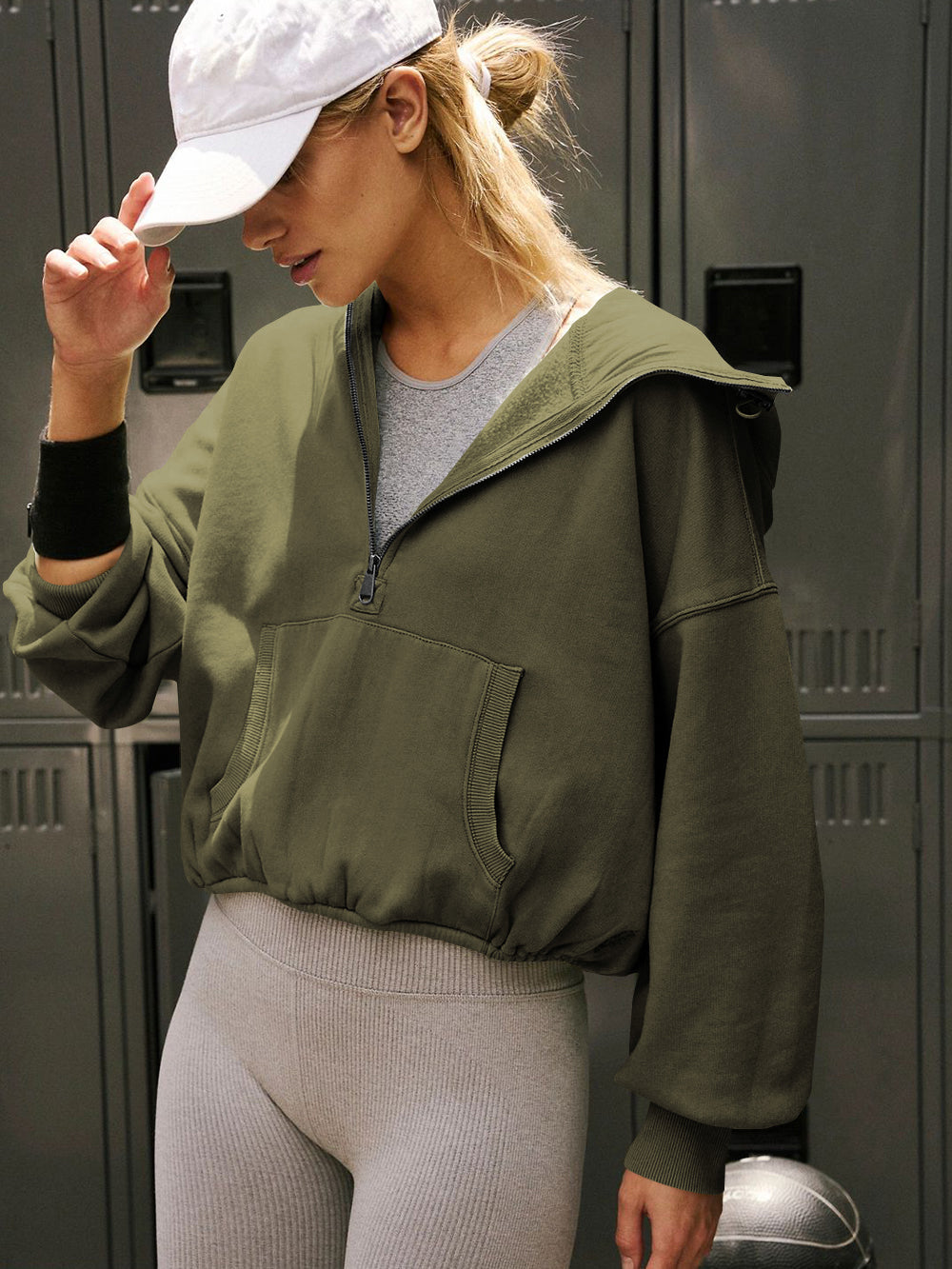 Fern Pocketed Hoodie Lightweight Jacket - Olive