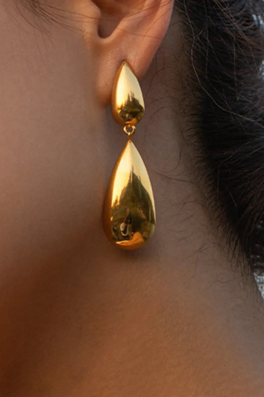 Eana Gold Double Teardrop Earrings