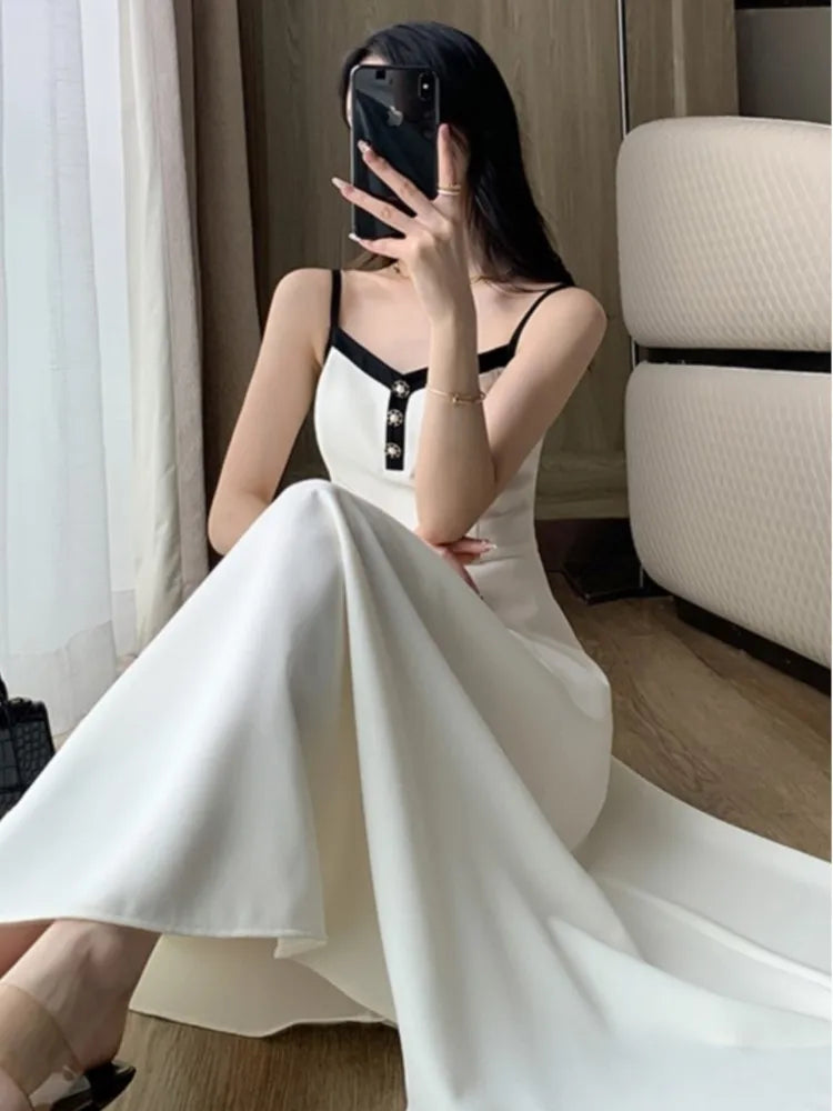 Elegant 2-Piece Dress Set for Lady Cropped Coat A-Line Midi Camisole Dresses Slim Korean Fashion Female Suit Spring Autumn New