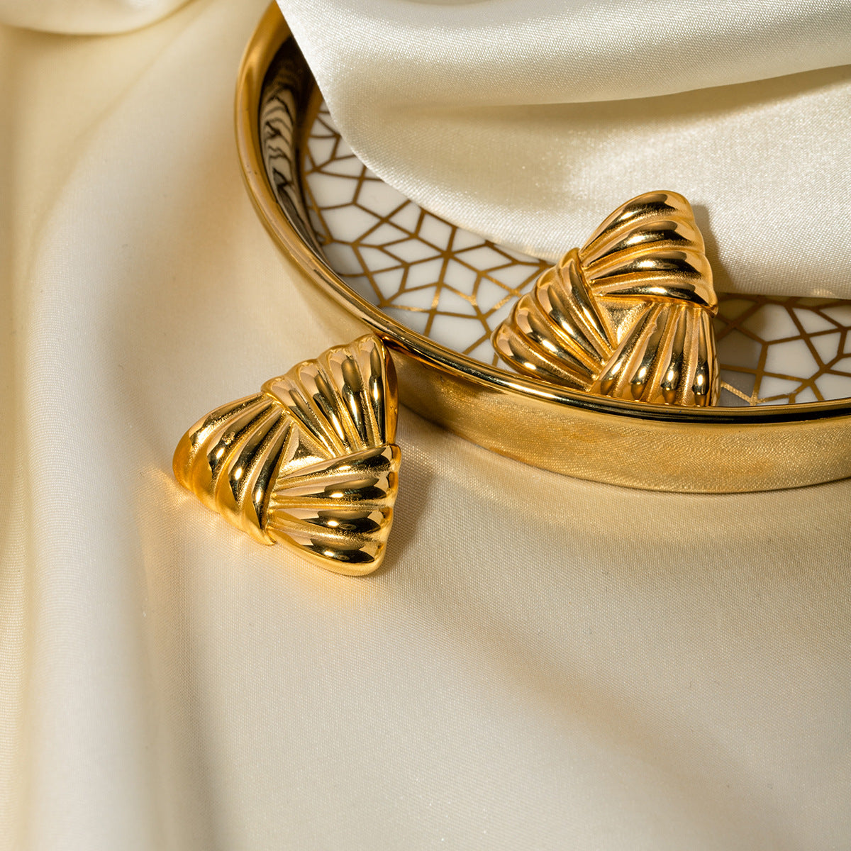 Elise Triangular Gold Earrings