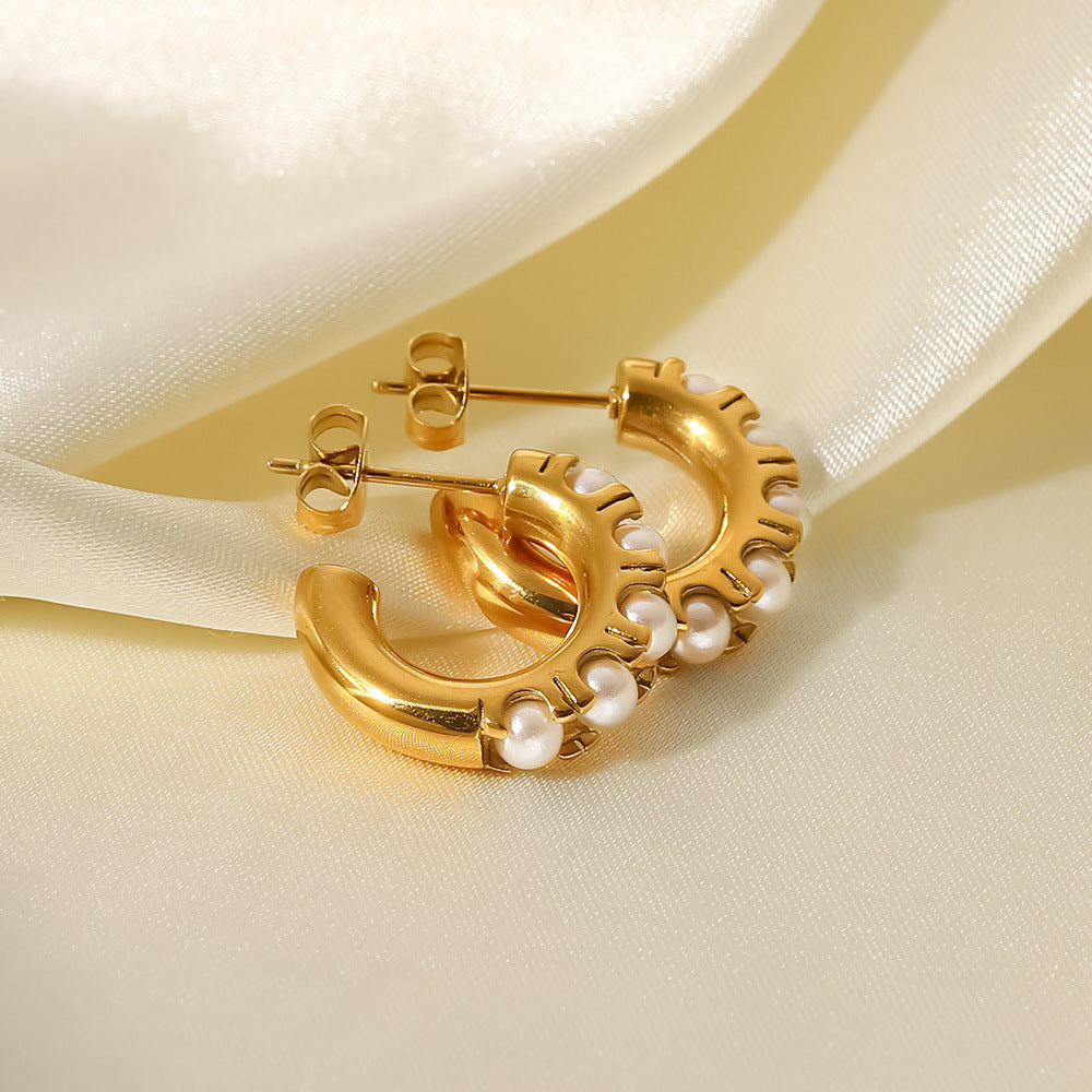 Eloise Pearl Hoop Earrings