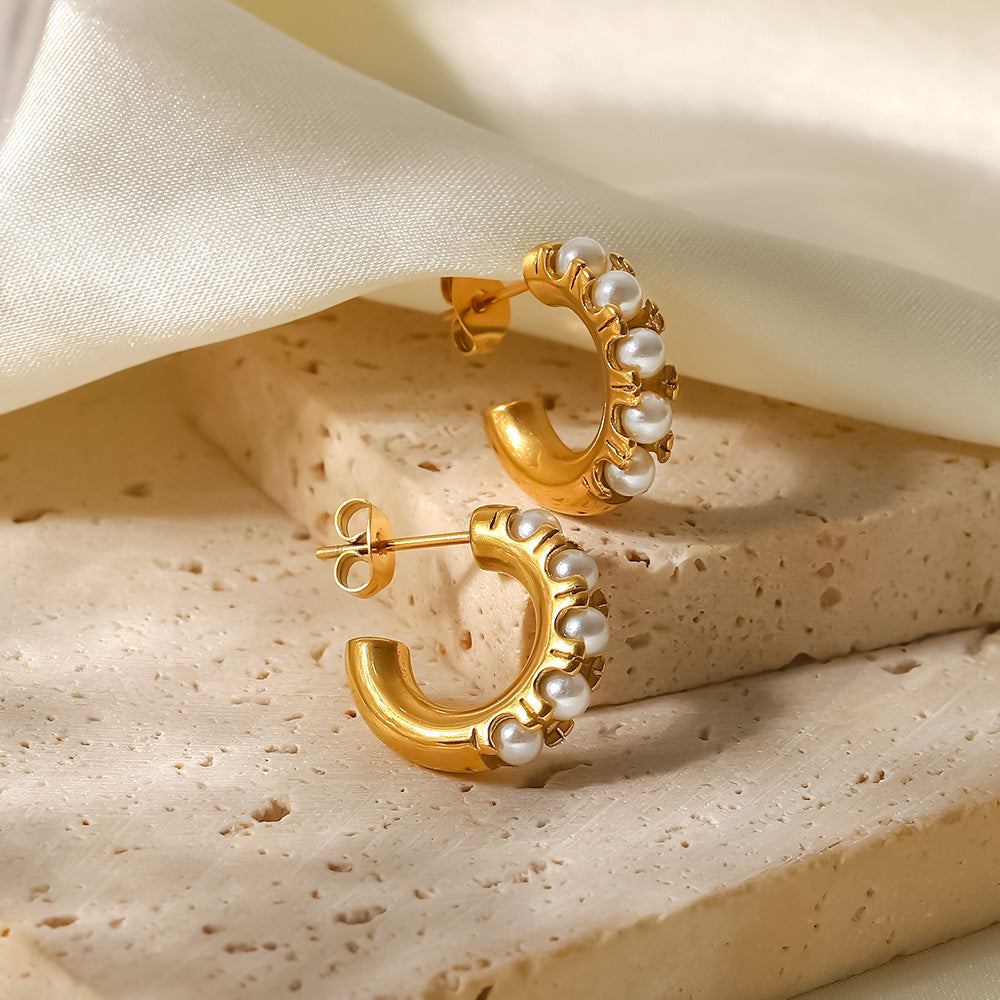 Eloise Pearl Hoop Earrings