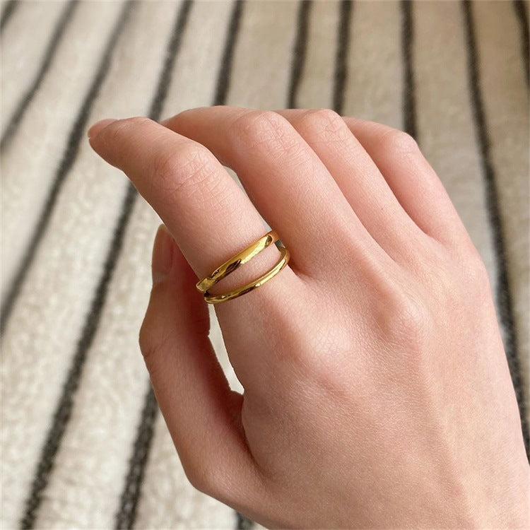 Elora Double Band Gold Ring