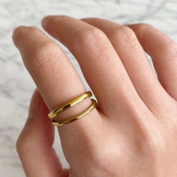 Elora Double Band Gold Ring