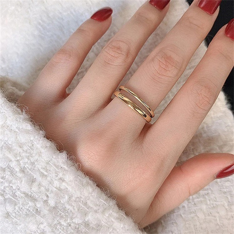 Elora Double Band Gold Ring