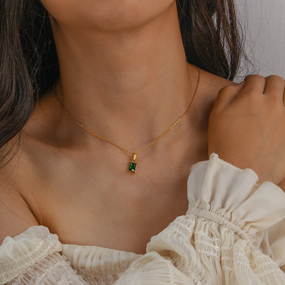 Emerald Charm - Green Gemstone Necklace