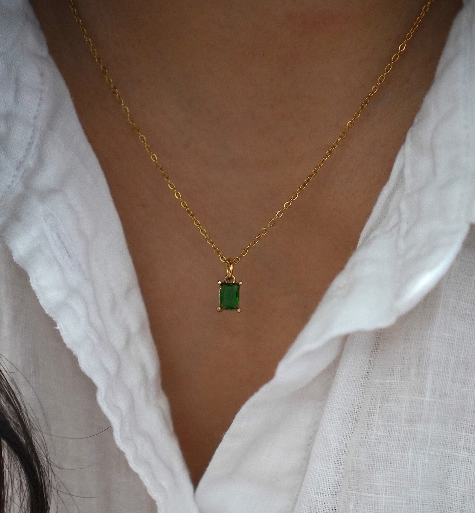 Emerald Charm - Green Gemstone Necklace