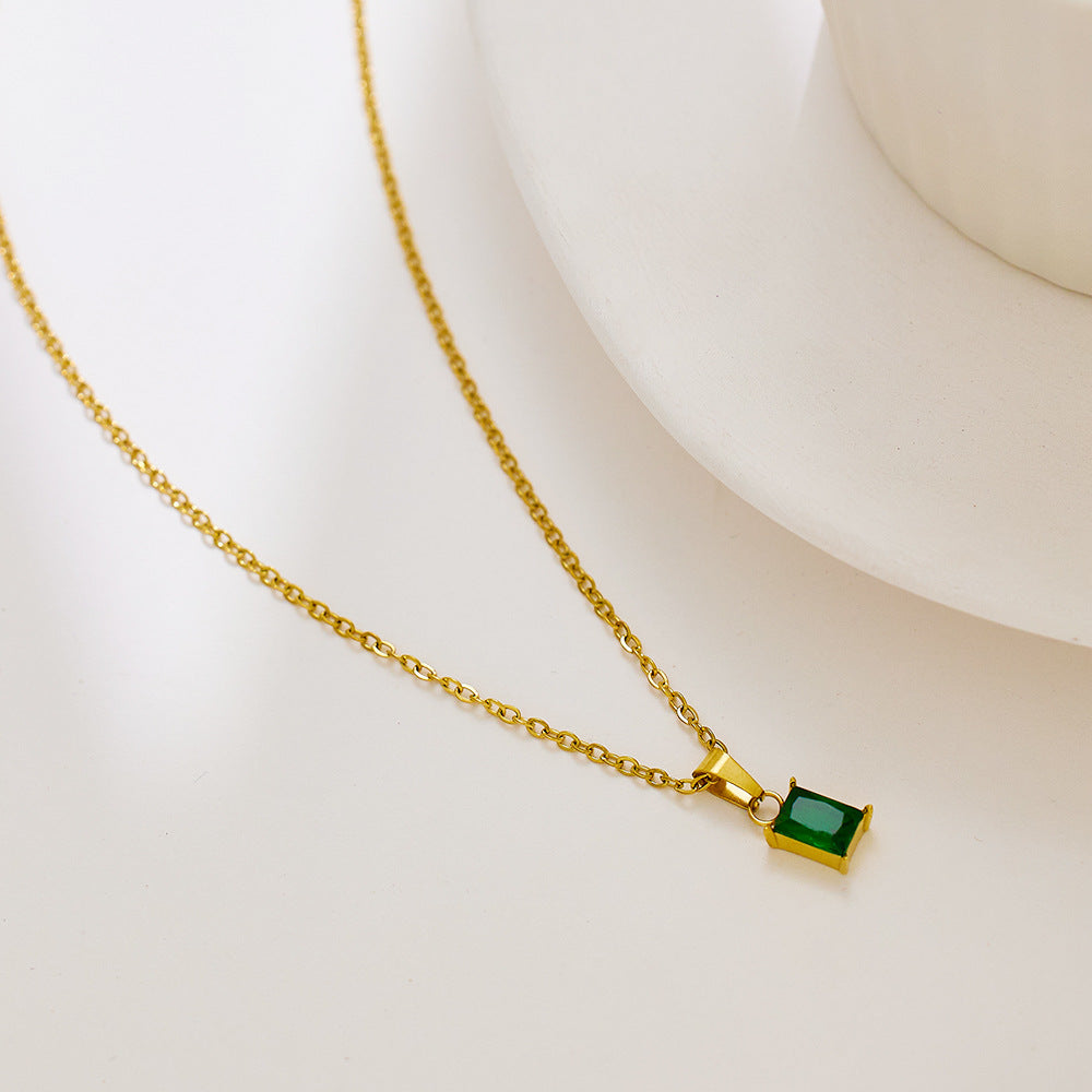 Emerald Charm - Green Gemstone Necklace