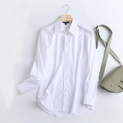 England Style Office Lady Simple Fashion Poplin Solid White Blouse Women Blusas Mujer De Moda 2024 Shirt Women Tops