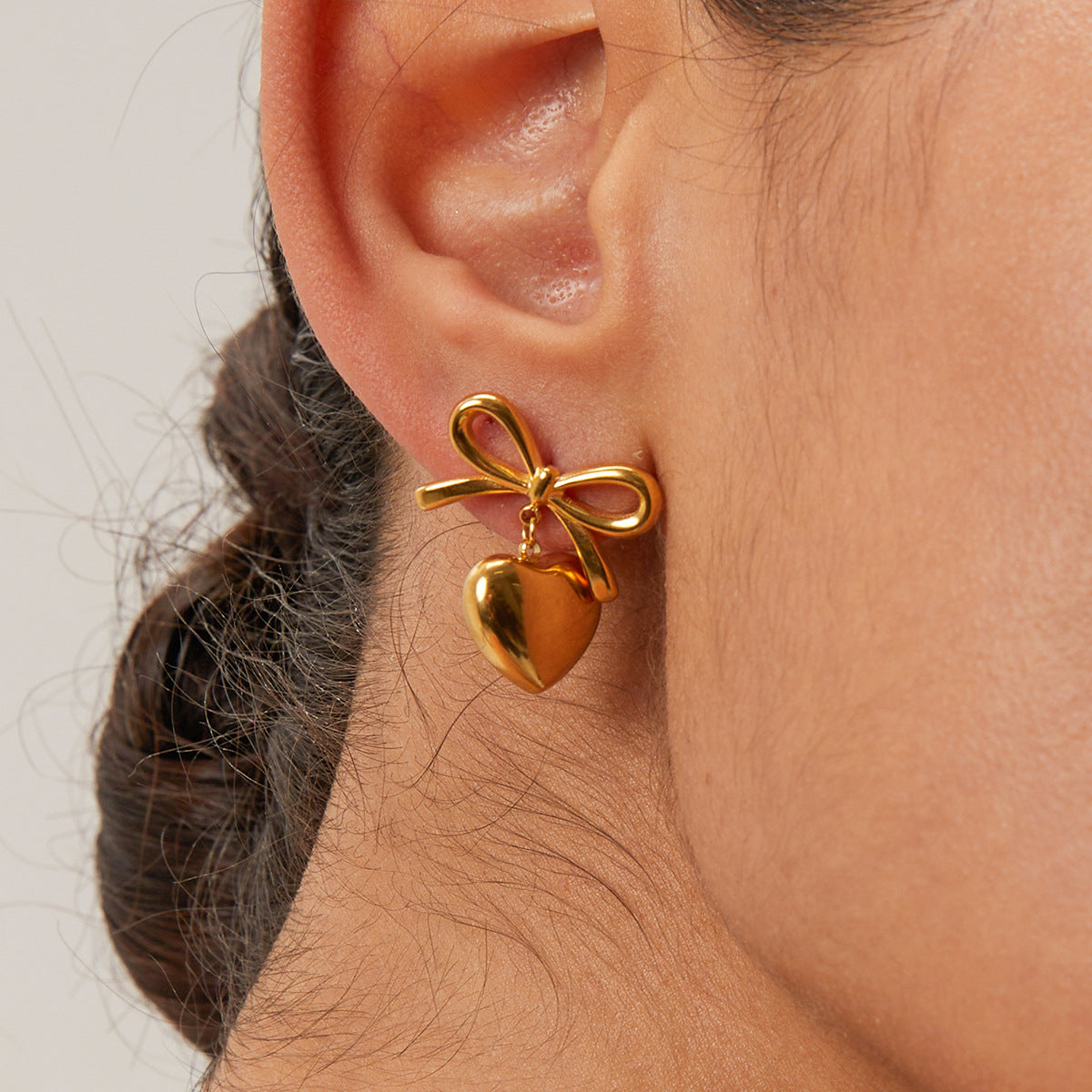 Evelina Bow Heart Earrings