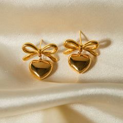 Evelina Bow Heart Earrings