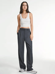 Evvie Solid Straight Leg Suit Pants