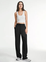 Evvie Solid Straight Leg Suit Pants