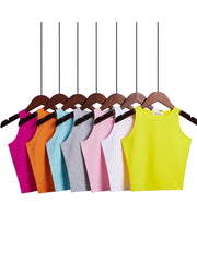 Fashion 2024 New Women Sexy Cotton Crop Top Crop Bustier Multicolor Sleeveless Cropped Blusas Vest Tank Top Camisole 14 Colors