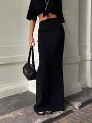 Fashion For Women Black Long Skirts High Waist Slim Seamless Elegant Ladies Gown Casual Summer 2024 New Female Maxi Skirts